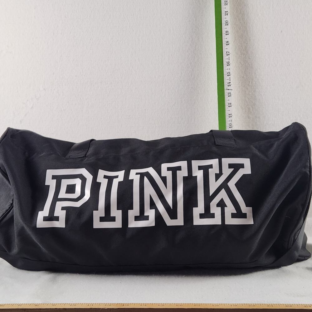 Victoria's Secret Pink Love Logo Large Black Overnight Duffle Gym Bag - Picture 2 of 7